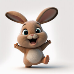 Naklejka premium Illustration of a cute Easter bunny isolated in a white background - Created with Generative AI Technology 