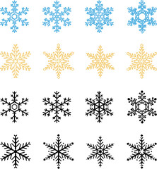 Snowflake icon set. Christmas or winter design. isolated material. Crystal of snow.