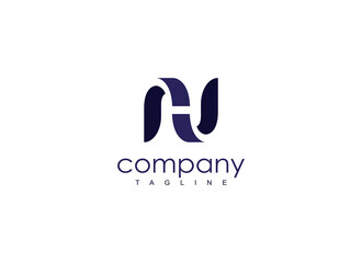 Abstract Initial Letter N and H Logo. Geometric Shapes Letter NH HN Isolated on White Background. Suitable For Business and Branding Logos. Flat Design Vector Template Elements