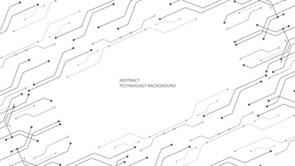 Gray and white technology background image Line design for communication connections in digital systems Hi-tech technology pattern