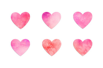 Small pink paper hearts isolated on transparent  background, love and valentines day card