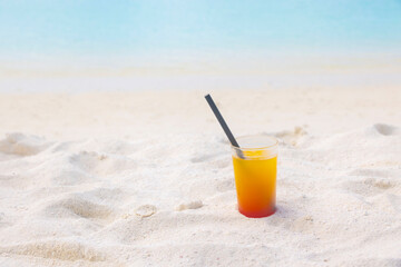 Idyllic Beach with Palm Treesat the Maldives, Indian Ocean
