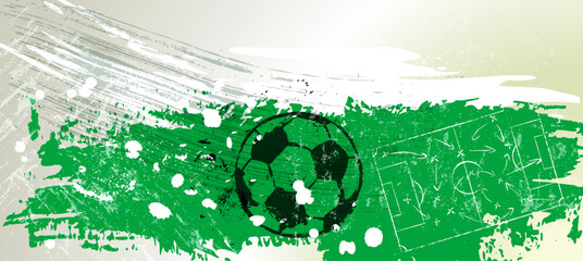 soccer or football, illustration with paint strokes and splashes, grungy mockup, great soccer event