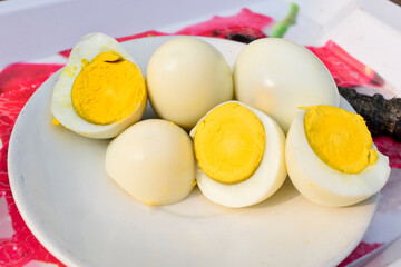 Boiled chicken eggs in the dish, Nutritious food for the body