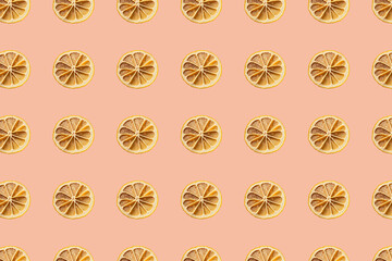 Dried Lemon Pattern On Pink Background Generative AI