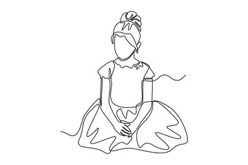 Single one line drawing Sweet girl with wedding dresses. Wedding Concept. Continuous line draw design graphic vector illustration.