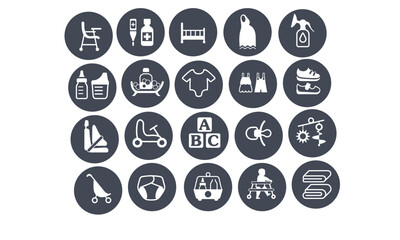 Baby, supply, product, family, Icons vector design 