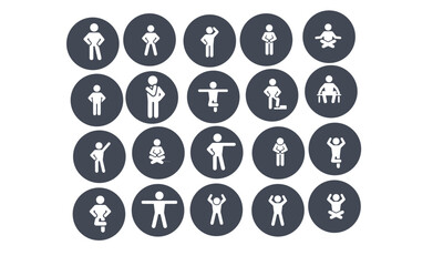 Basic posture icons set vector design