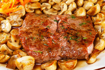pork steak with mushrooms