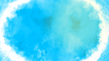 Bright blue clouds tonnel to heaven or paradise, screen frame - abstract 3D illustration