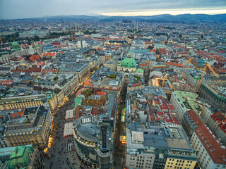 Fototapeta premium Vienna City Old Town, Austria. Aerial View.