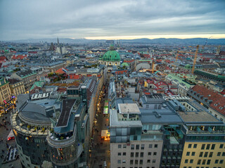 Vienna City Old Town, Austria. Aerial View.
