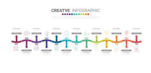 Infographic design template with numbers 13 option can be used for workflow layout, diagram, number step up options.