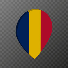 Fototapeta premium Map pointer with Chad flag. Vector illustration.