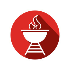 BBQ grill simple and symbol icon with smoke or steam logo