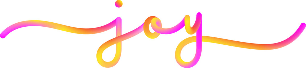 JOY hand letteing with colorful gradient on transparent background
