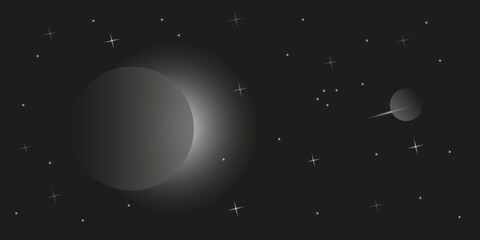 Obraz na płótnie Canvas planet covered moon background, stars in the dark, eclipse vector