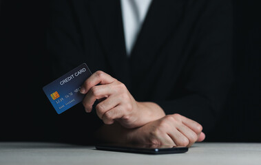 Digital money transfer, banking and e commerce concept. Mobile payment with wallet app technology. woman paying and shopping with smartphone application. 