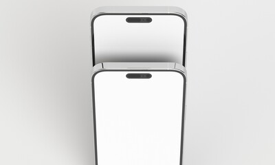Illustration 3d render of isometric rectangles simulating a telephone in a 3d space 14 with blank spaces. From different perspectives and views to help rock up for applications. iPhone pro