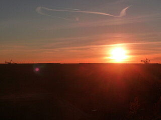 Sunset in the Garzweiler opencast mine near Jüchen in Germany