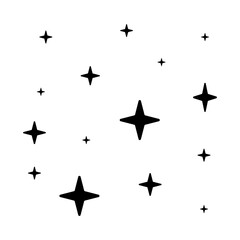 Shiny sparks silhouettes twinkle star.