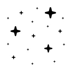 Shiny sparks silhouettes twinkle star.