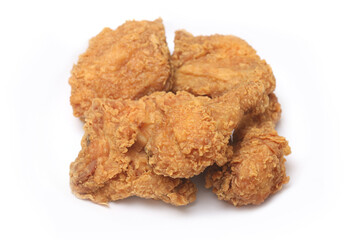 Close up of Chicken Fried Isolated White Background.