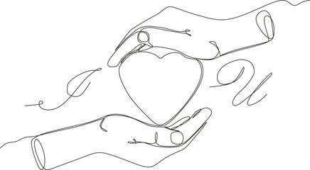 Heart. Abstract love symbol. Continuous black white line art drawing vector illustration.