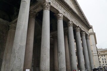 Rome, Italy - January 06, 2023, View of the Piazza della Rotonda, also known as the Pantheon square, a pedestrian square located between via della Rotonda and via del Pantheon.