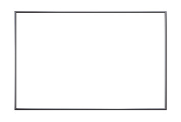 Realistic metal or silver dark frame. Rectangle slender border isolated. png