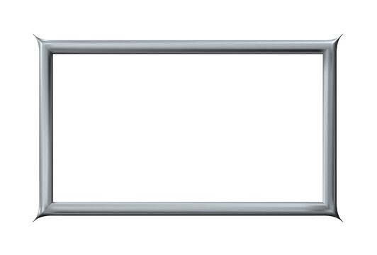 Metal or silver sharp - angled rectangle realistic frame, isolated. Png