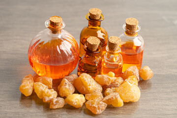 Frankincense or olibanum aromatic resin used in incense and perfumes.