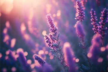 Obraz premium Purple Lavender Blossom Generative AI