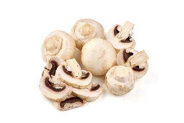 Champignons, close-up, isolated on white background.