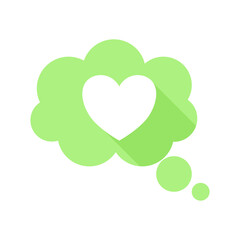 Speech bubble heart icon on transparent background.