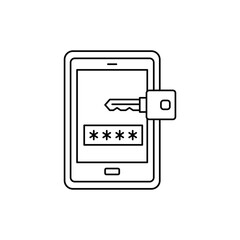 Fototapeta na wymiar Mobile banking password icon in line style icon, isolated on white background