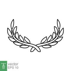 Laurel, wreath icon. Simple outline style. Symbol of victory, winner award, branch and leaves, roman concept. Line vector illustration design isolated on white background. EPS 10.