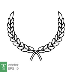 Laurel, wreath icon. Simple outline style. Symbol of victory, winner award, branch and leaves, roman concept. Line vector illustration design isolated on white background. EPS 10.