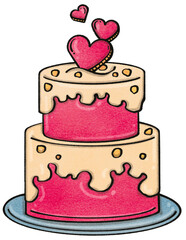 Birthday cake, Crayons hand drew Style.