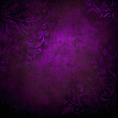 Naklejka na ściany i meble Purple grunge background with floral elements