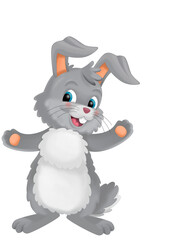 The happy easter rabbit with basket full of eggs isolated illustration for children