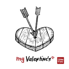 Wooden heart sketch