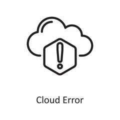Cloud Error Outline Icon Design illustration. Web Hosting And Cloud Services Symbol on White background EPS 10 File