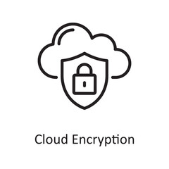 Cloud Encryption Outline Icon Design illustration. Web Hosting And Cloud Services Symbol on White background EPS 10 File