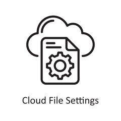 Cloud File Settings  Outline Icon Design illustration. Web Hosting And Cloud Services Symbol on White background EPS 10 File