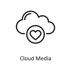 Cloud Media Outline Icon Design illustration. Web Hosting And Cloud Services Symbol on White background EPS 10 File