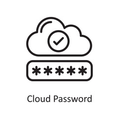 Obraz premium Cloud Password Outline Icon Design illustration. Web Hosting And Cloud Services Symbol on White background EPS 10 File