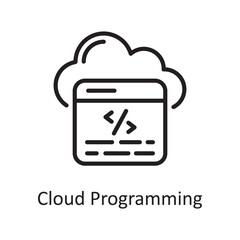 Cloud Programming Outline Icon Design illustration. Web Hosting And Cloud Services Symbol on White background EPS 10 File