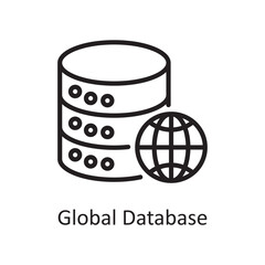 Global Database  Outline Icon Design illustration. Web Hosting And Cloud Services Symbol on White background EPS 10 File