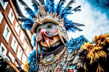 Naklejka premium Fasching Karneval Masken und Umzüge Regionaler Karneval in Deutschland Generative AI Digital Art Background Hintergrund Cover Card Illustration